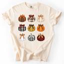 Large Ivory Cream Patterned Pumpkins Watercolor Leopard Print Hand Painted Bouquet Comfort Colors Tee