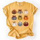 Large Mustard Patterned Pumpkins Watercolor Leopard Print Hand Painted Bouquet Comfort Colors Tee
