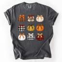 XXL Pepper Dark Gray Patterned Pumpkins Watercolor Leopard Print Hand Painted Bouquet Comfort Colors Tee