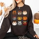 Small Dark Chocolate Brown Patterned Pumpkins Halloween Harvest Pattern Cozy Vintage Autumn Night Sweatshirt