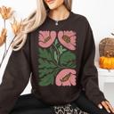  Pink Poppies Vintage Boho Nature Floral Pattern Artwork For Cozy Everyday Wear Sweatshirt