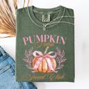 XXL Moss Dark Green Pumpkin Patch Social Club Watercolor Leopard Print Pumpkins Hand Painted Bouquet Autumn Harvest Comfort Colors Tee