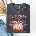 XL Pepper Dark Gray Pumpkin Patch Social Club Watercolor Leopard Print Pumpkins Hand Painted Bouquet Autumn Harvest Comfort Colors Tee