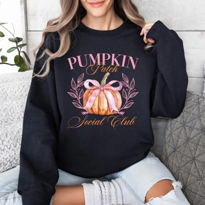Pumpkin Patch Social Club Autumn Florals Sunflowers Patchwork Harvest Moon Motif Sweatshirt
