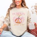 XXXL Sand Pumpkin Patch Social Club Autumn Florals Sunflowers Patchwork Harvest Moon Motif Sweatshirt