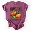 XL Berry Red Pumpkin Patch Leopard Print Watercolor Pumpkins And Bouquet Autumn Comfort Colors Tee