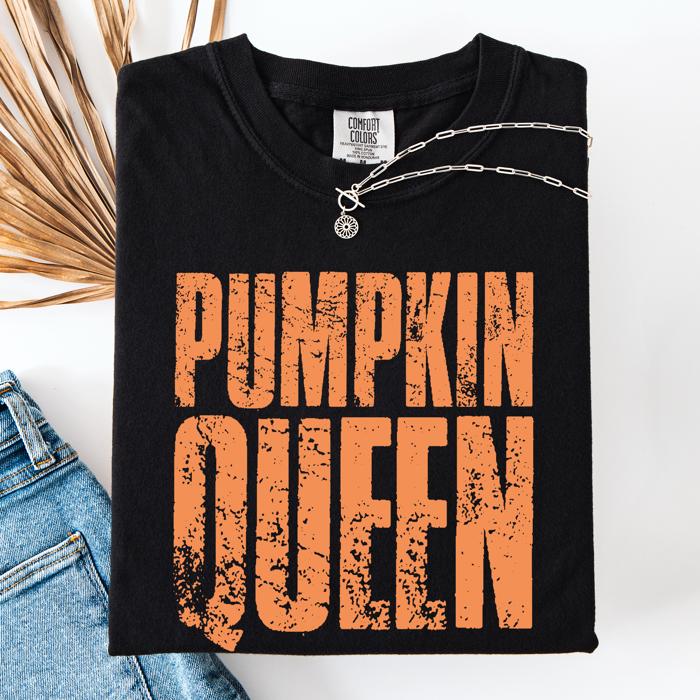 Pumpkin Queen Watercolor Leopard Print Pumpkins Bouquet Autumn Harvest Charm Comfort Colors Tee