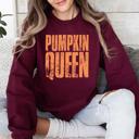 XXXL Maroon Pumpkin Queen Autumn Floral Sunflowers Harvest Cozy Knit Warm Nights Graphic Sweatshirt