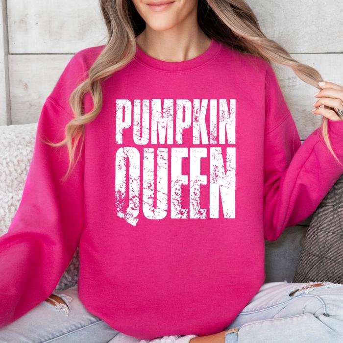 Pumpkin Queen Autumn Floral Sunflowers Harvest Cozy Knit Warm Nights Graphic Sweatshirt