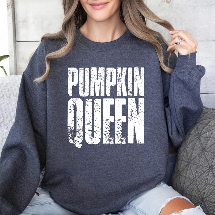 Pumpkin Queen Autumn Floral Sunflowers Harvest Cozy Knit Warm Nights Graphic Sweatshirt