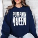XXL Navy Pumpkin Queen Autumn Floral Sunflowers Harvest Cozy Knit Warm Nights Graphic Sweatshirt