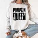 XL Ash Light Gray Pumpkin Queen Autumn Floral Sunflowers Harvest Cozy Knit Warm Nights Graphic Sweatshirt