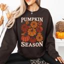 Large Dark Chocolate Cozy Autumn Floral Sunflower Pumpkin Motif With Autumnal Glow And Rustic Charm Sweatshirt