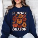XXL Navy Cozy Autumn Floral Sunflower Pumpkin Motif With Autumnal Glow And Rustic Charm Sweatshirt