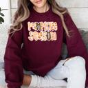 XL Maroon Pumpkin Season Leopard Print Watercolor Bouquet Pattern With Classic Autumn Vibe Sweatshirt