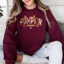 XXXL Maroon Pumpkin Season, Stars And Leaves Watercolor Autumn Scene Print Sweatshirt