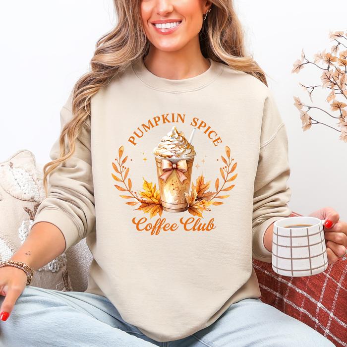 Pumpkin Spice Coffee Club Autumnal Coffeehouse Vibes Cozy Fall Scene Sweatshirt