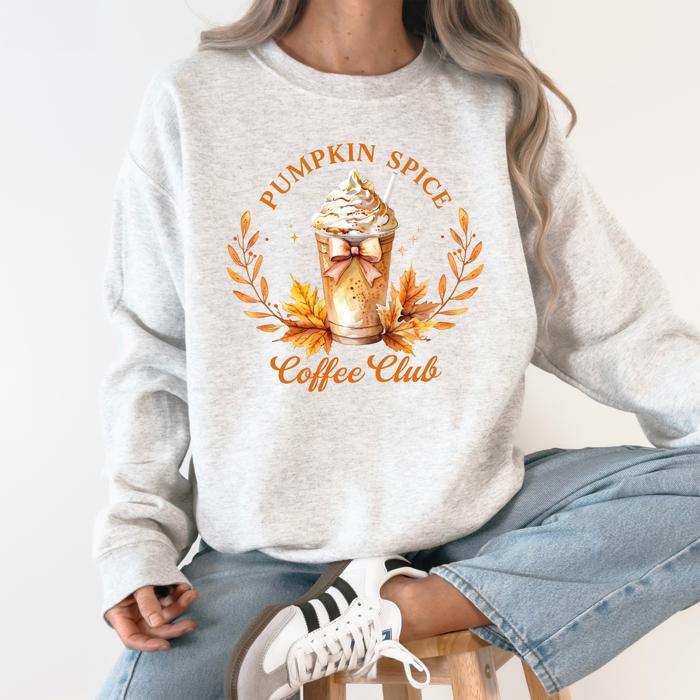 Pumpkin Spice Coffee Club Autumnal Coffeehouse Vibes Cozy Fall Scene Sweatshirt