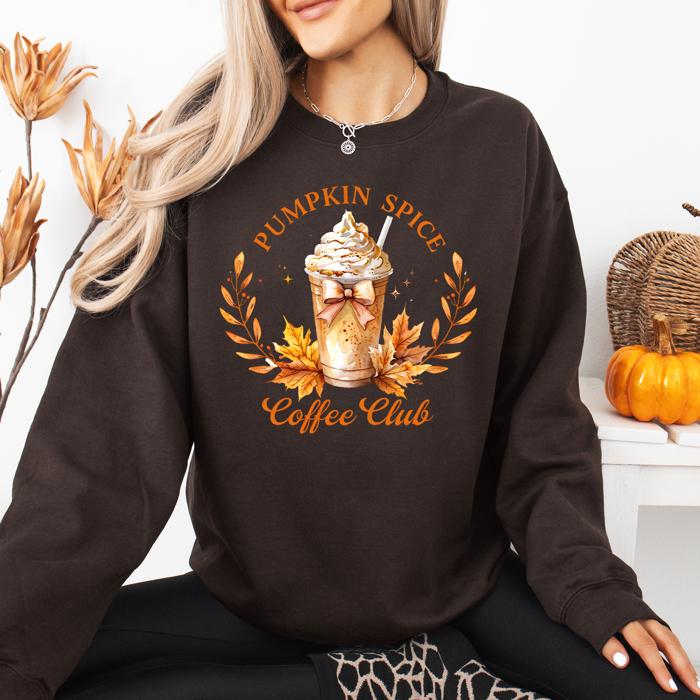 Pumpkin Spice Coffee Club Autumnal Coffeehouse Vibes Cozy Fall Scene Sweatshirt