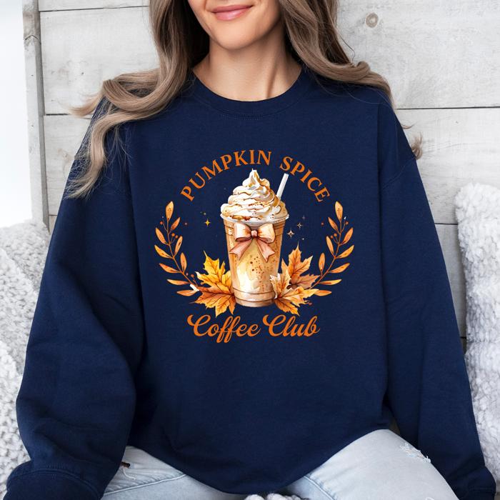 Pumpkin Spice Coffee Club Autumnal Coffeehouse Vibes Cozy Fall Scene Sweatshirt