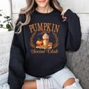 XXL Black Pumpkin Spice Social Club Autumn Night Watercolor Illustration Edition Sweatshirt