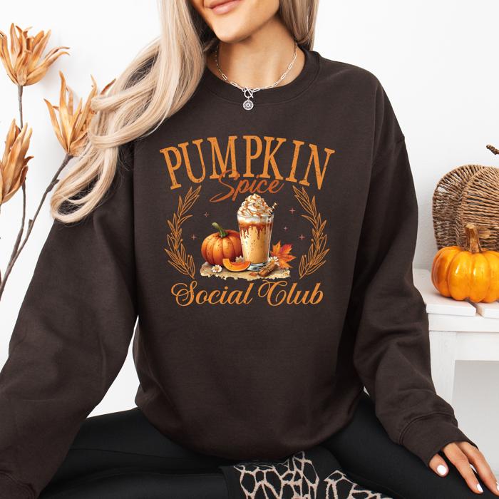 Pumpkin Spice Social Club Autumn Night Watercolor Illustration Edition Sweatshirt