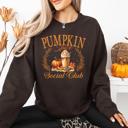Medium Dark Chocolate Pumpkin Spice Social Club Autumn Night Watercolor Illustration Edition Sweatshirt