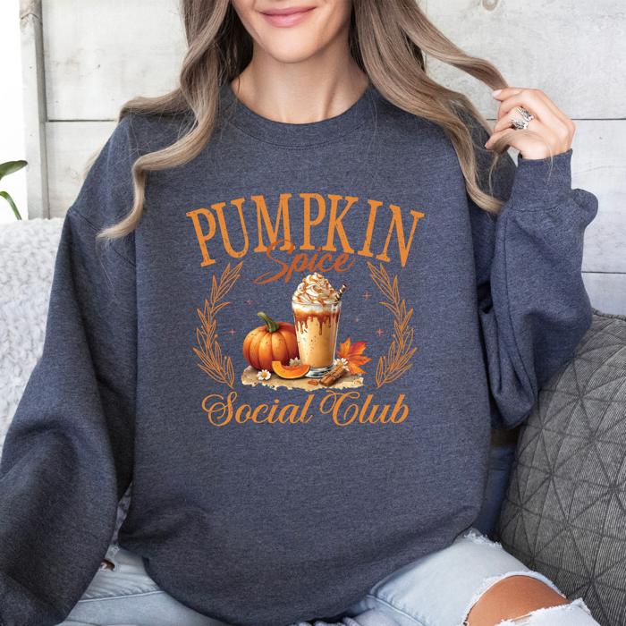 Pumpkin Spice Social Club Autumn Night Watercolor Illustration Edition Sweatshirt