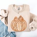 XXXL Sand Pumpkin Faux Lace Coquette Pattern Watercolor Scene Halloween Autumn Fall Sweatshirt