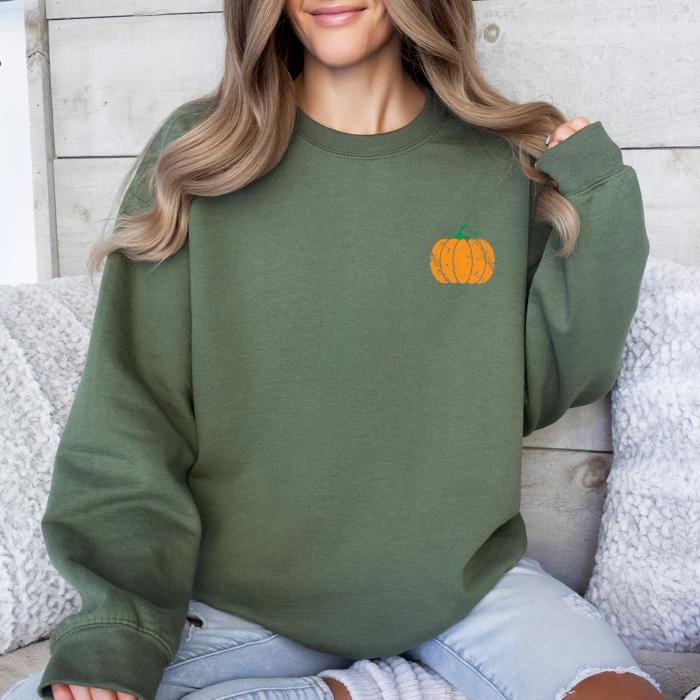 Pumpkin Halloween Fall Autumn Pocket Cozy Floral Sunflower Autumnal Design Sweatshirt