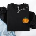 XXXL Black Pumpkin Halloween Fall Autumn Pocket Cozy Floral Sunflower Autumnal Design Sweatshirt