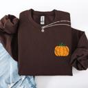 XXL Dark Chocolate Pumpkin Halloween Fall Autumn Pocket Cozy Floral Sunflower Autumnal Design Sweatshirt