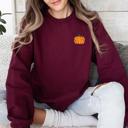Large Maroon Pumpkin Halloween Fall Autumn Pocket Cozy Floral Sunflower Autumnal Design Sweatshirt