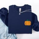 XXXL Navy Pumpkin Halloween Fall Autumn Pocket Cozy Floral Sunflower Autumnal Design Sweatshirt