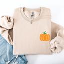 Large Sand Pumpkin Halloween Fall Autumn Pocket Cozy Floral Sunflower Autumnal Design Sweatshirt