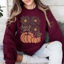  Pumpkins And Flowers Watercolor Allover Print Halloween Autumn Sweatshirt