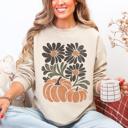 XXL Sand Pumpkins And Flowers Watercolor Allover Print Halloween Autumn Sweatshirt