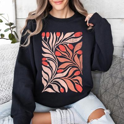 Red Tulip Flower Pattern Vintage Boho Watercolor Floral Nature Autumn Harvest Sweatshirt