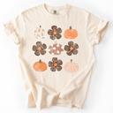 XXL Ivory Cream Retro Halloween Watercolor Floral Pumpkin Pattern Autumn Fall Comfort Colors Tee