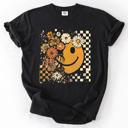 XXL Black Mama Leopard Pumpkin Pattern Watercolor Bouquet Retro Smiley Halloween Autumn Flowers Comfort Colors Tee
