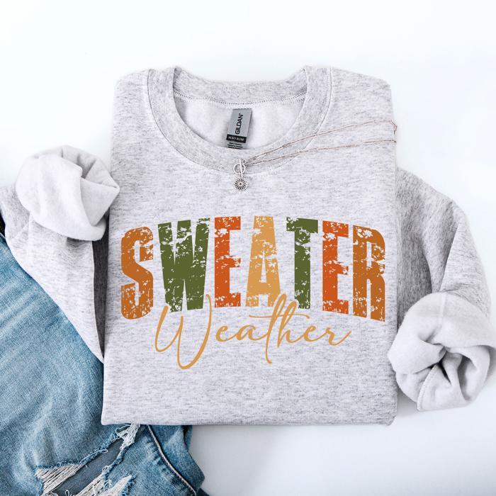 Sweater Weather Fall Retro Varsity Autumn Pumpkin Cozy Vintage Harvest Seasonal Americana Fall Vibes Sweatshirt