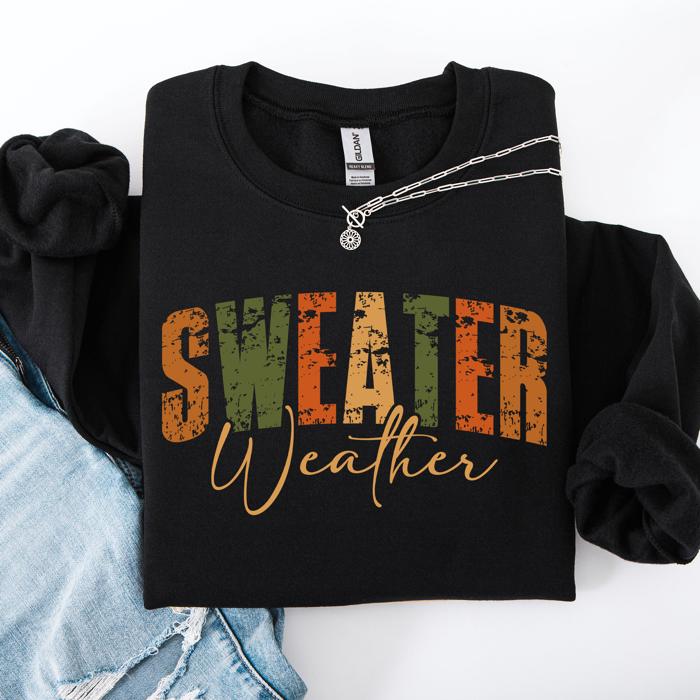 Sweater Weather Fall Retro Varsity Autumn Pumpkin Cozy Vintage Harvest Seasonal Americana Fall Vibes Sweatshirt
