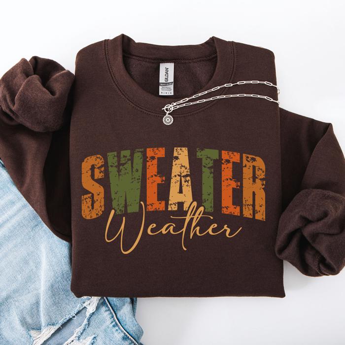 Sweater Weather Fall Retro Varsity Autumn Pumpkin Cozy Vintage Harvest Seasonal Americana Fall Vibes Sweatshirt