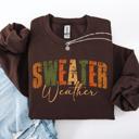 Large Dark Chocolate Sweater Weather Fall Retro Varsity Autumn Pumpkin Cozy Vintage Harvest Seasonal Americana Fall Vibes Sweatshirt