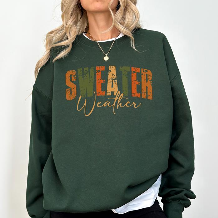 Sweater Weather Fall Retro Varsity Autumn Pumpkin Cozy Vintage Harvest Seasonal Americana Fall Vibes Sweatshirt