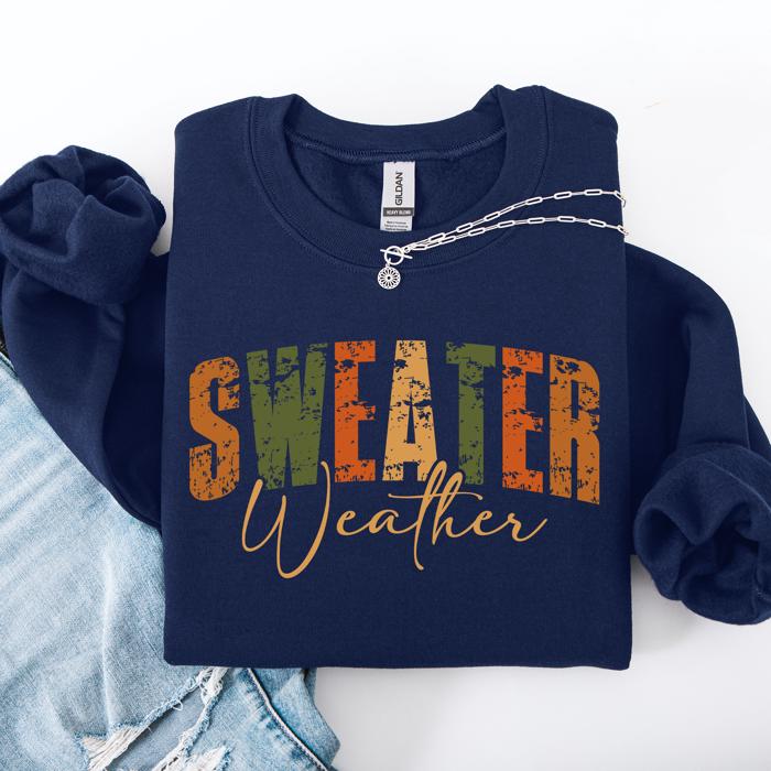 Sweater Weather Fall Retro Varsity Autumn Pumpkin Cozy Vintage Harvest Seasonal Americana Fall Vibes Sweatshirt