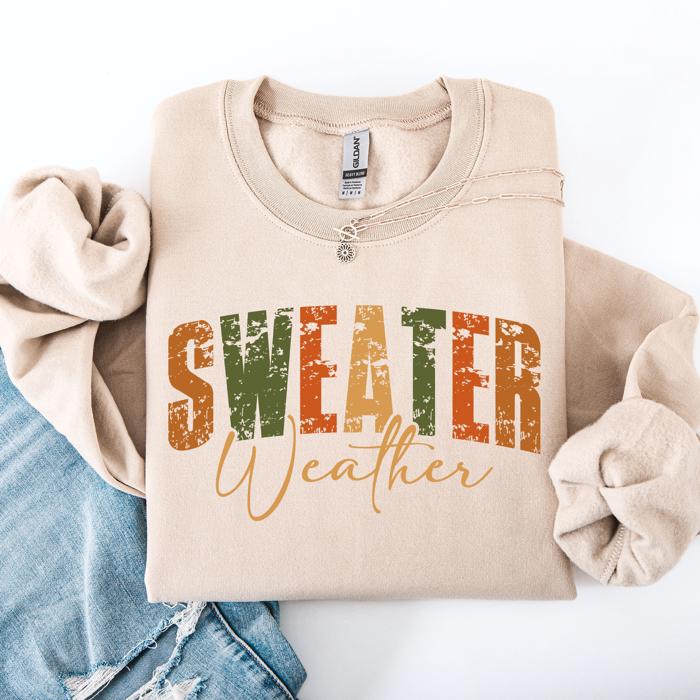 Sweater Weather Fall Retro Varsity Autumn Pumpkin Cozy Vintage Harvest Seasonal Americana Fall Vibes Sweatshirt