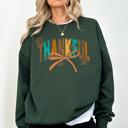 Small Forest Green Thankful Fall Autumn Bow Ribbon Floral Sunflower Pumpkin Harvest Cozy Warm Seasonal Charm Sweatshirt
