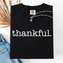 Medium Black Thankful, Fall, Thanksgiving, Minimalist, Autumn, Thanksgiving, Comfort Colors Tee