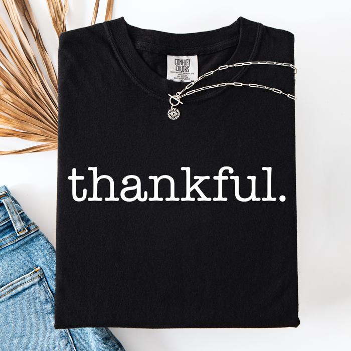 Thankful, Fall, Thanksgiving, Minimalist, Autumn, Thanksgiving, Comfort Colors Tee